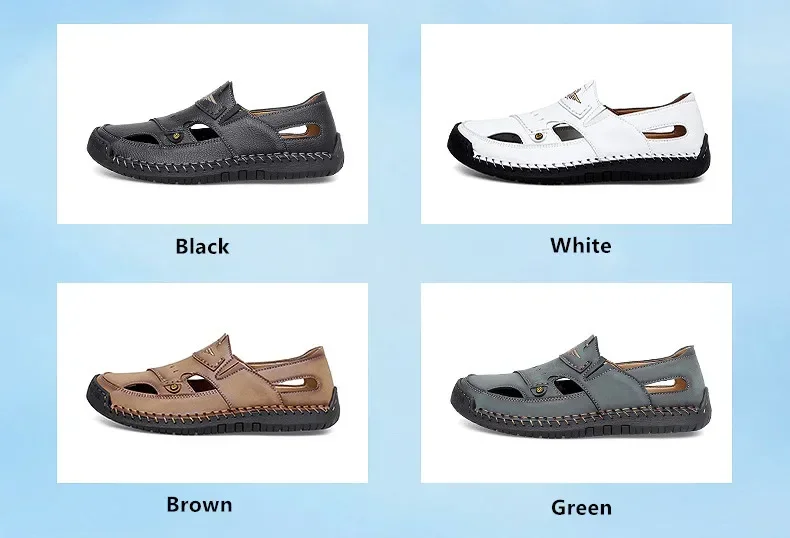 صنادل جلدية مقسمة للرجال لصيف 2025، صنادل رومانية للمشي على الشاطئ في الهواء الطلق، أحذية رياضية رجالية عصرية