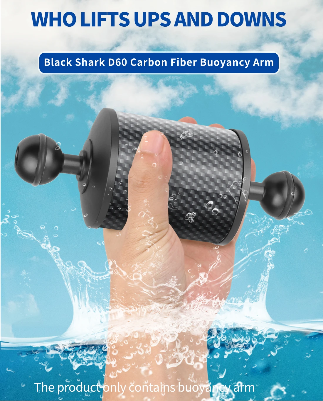 Verbesserter Tauch-Auftriebsarm, Dual-Kugelkopf, D60 mm, schwimmender Arm, Tauchtablett-Verlängerungshalterung für Gopro 11 Insta360 X3 SLR-Kamera – Detail 3