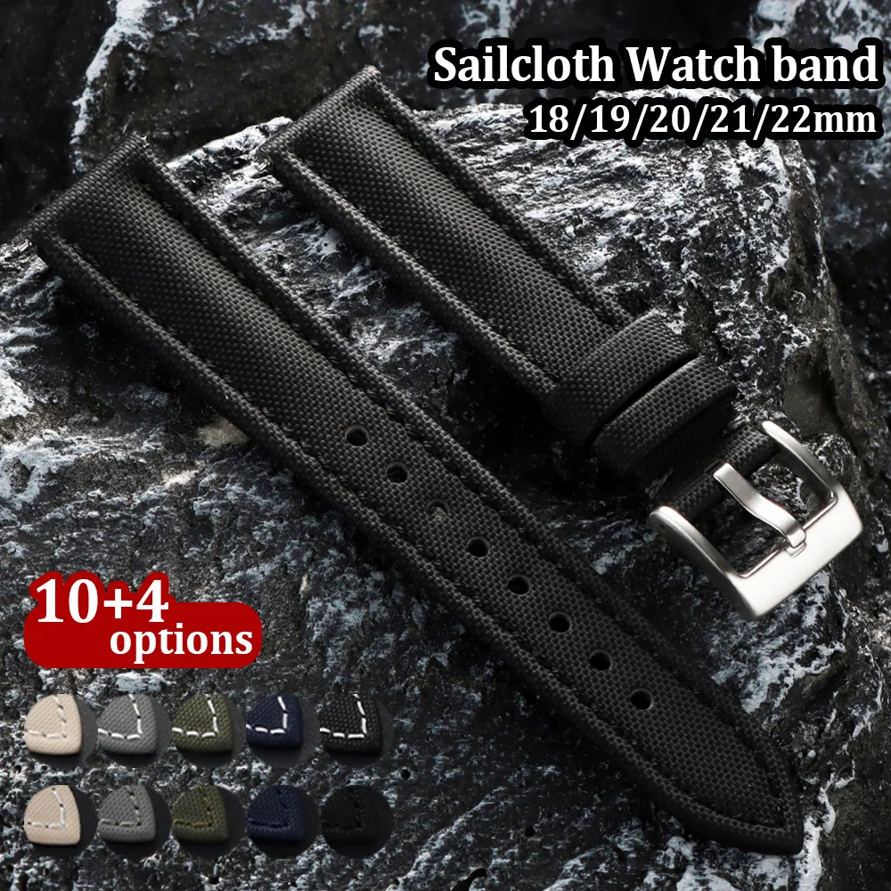 

18mm 20mm 22mm Sailcloth Watch Band 19 21mm Business Nylon Strap for Omega Quick Release Bracelet Waterproof Men Sport Wristband