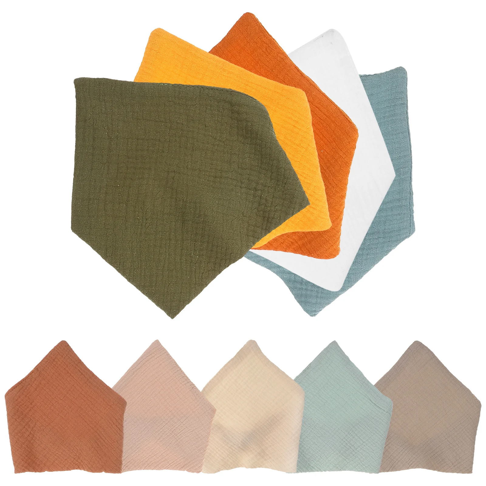 

10Pcs Double Layer Gauze Small Bibs Soft Muslin Cotton Adjustable Unisex Multifunctional Triangle Drool Burp Cloth Reusable