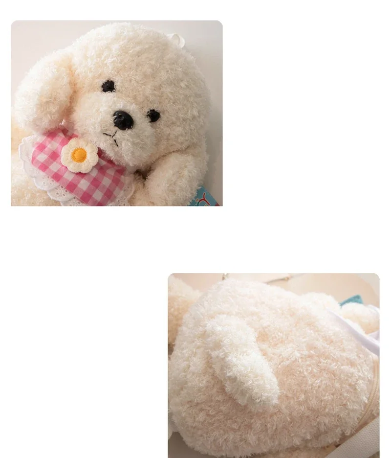 35/45cm Teddy Hund Rucksäcke Stofftier Pudel tasche Plüsch verstellbare Schult aschen Kindergarten Plüsch Rucksack Spielzeug Geschenke – Detail 3
