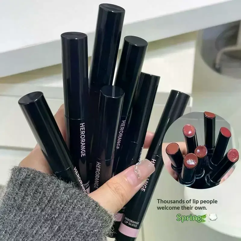 HERORANGE espejo gelatina brillo de labios sólido melocotón lápiz labial hidratante agua clara esmalte de labios hidratante tinte de labios cosméticos de maquillaje