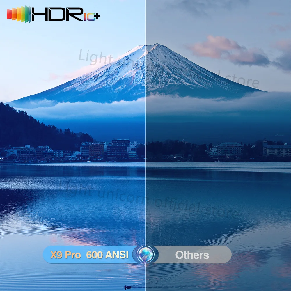 ユニコーンプロジェクターx9pro,フルHD,1080p, 4k,Android,wifi 6,ミニポータブルプロジェクター,ネイティブ1920✖Hdrホームシアターテレビビーム、1080pビデオ
