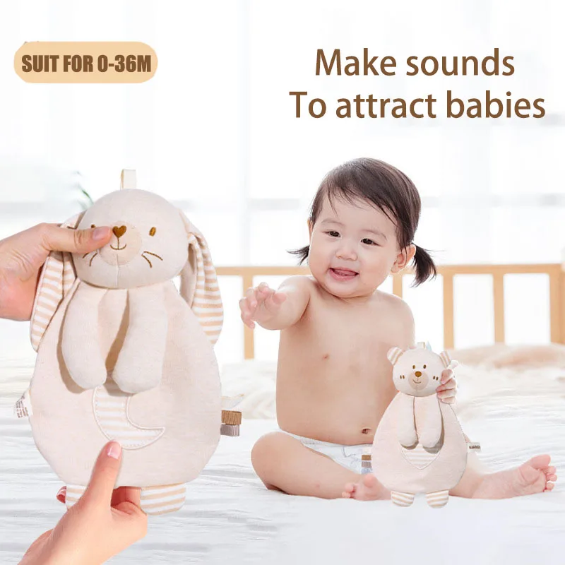 0-36 Monate Neugeborenes Baby Baumwolle Komfortpuppe 29 cm Kaninchen Bär Elefant Niedliche Tiere Schlafspielzeug Bett Kinderwagen Plüsch Jungen Mädchen