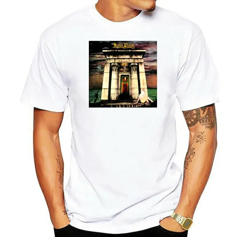 Judas Priest Sin After Sin camiseta con cubierta Real tallas negras S-3XL 100% algodón verano Casual hombre camiseta buena calidad camiseta superior