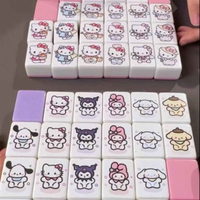 48/64 Tiles Seaside Escape New Sanrio Mahjong Game Tiktok Hello Kitty Dinosaur Labubus Popular Game Party Puzzle Fun Toy Gifts
