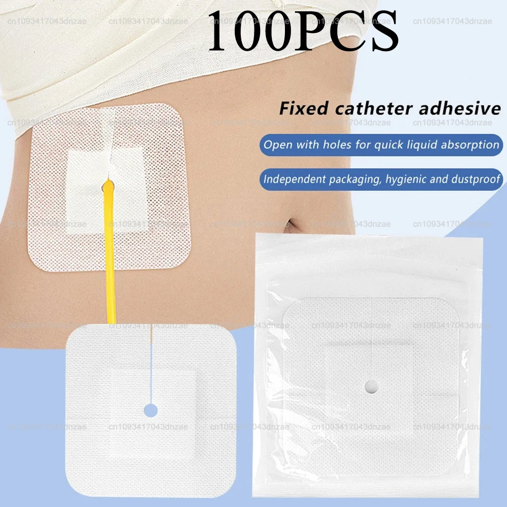 

100Pcs Drainage Tube Sterile Applicator Peritoneal Dialysis Catheter Bile Duct Nephrostomy Gastric Tube With Hole Sticker Fixed