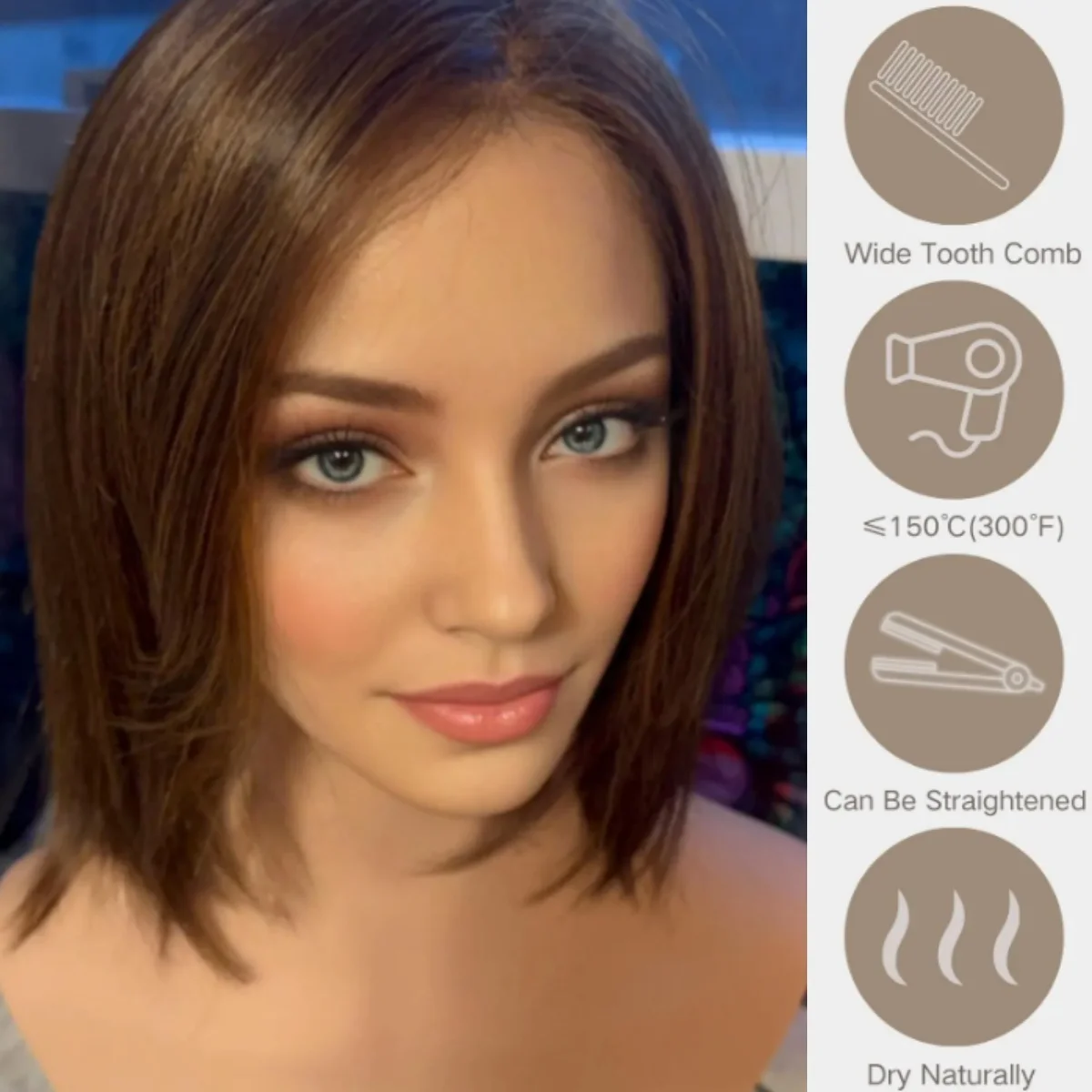 

Выделите шоколадно-коричневый парик, женские плечи, натуральные прямые синтетические парики спереди, высококачественный парик с кружевным верхом на распродаже