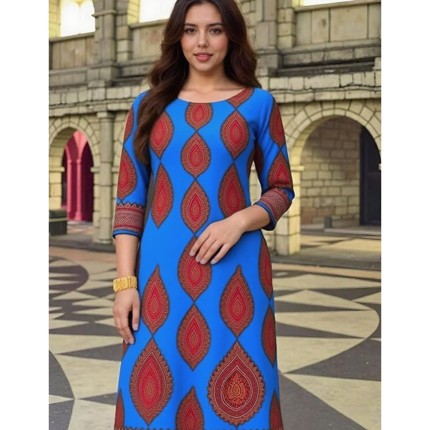 فستان مسلم كورت نسائي عصري بحاشية مستقيمة فستان نسائي على شكل فيل غير رسمي عباية تركية Abito Donna Musulmana #3