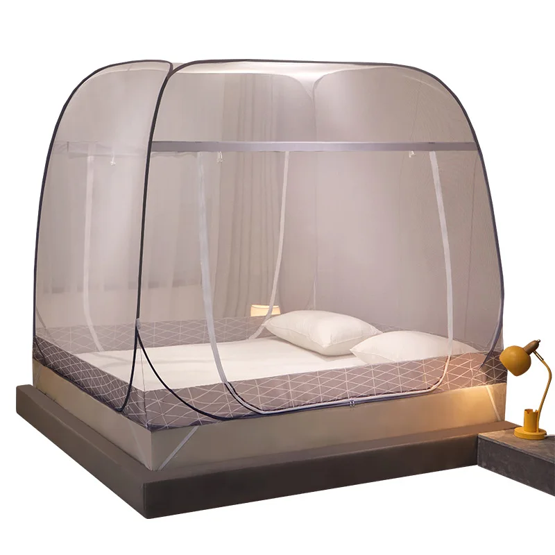 Yurt mosquito net free installation square top steel wire tent foldable zipper double door bottom household summer mosquito