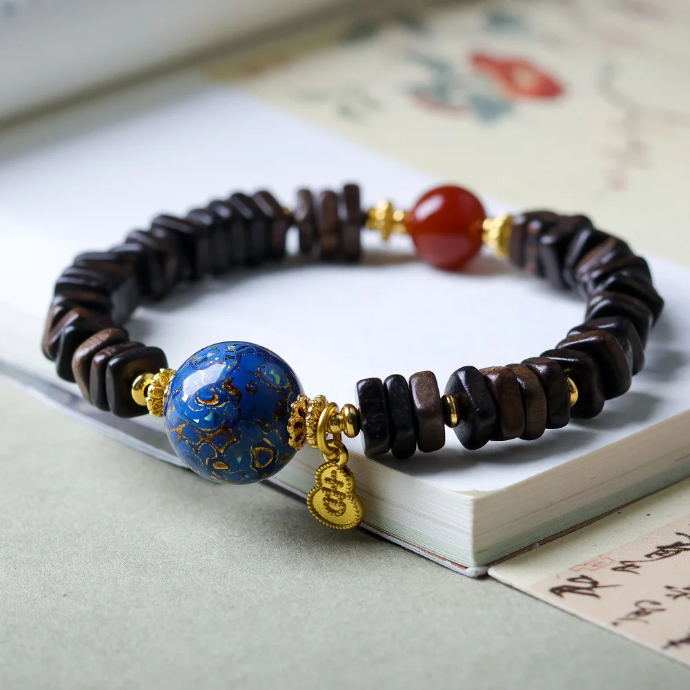 

Autumn New Dalagan Agarwood Bracelet Original Cultural Play Chinese Lacquer Bead Transport Support Bracelet
