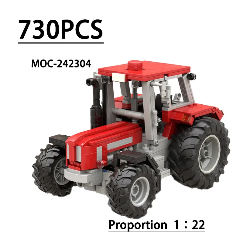 

MOC-242304 Building Blocks Compact Agricultural Tractor 1:22 Model Ornament 730PCS Children Birthday Christmas New Year Toy Gift