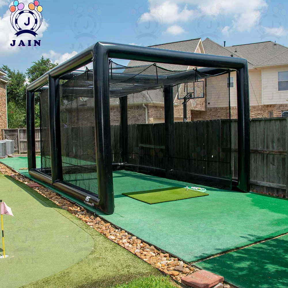 20x16ft Commercial PVC Inflatable Batting Cages Baseball Sport Games with Net, Black, for Club Trainning