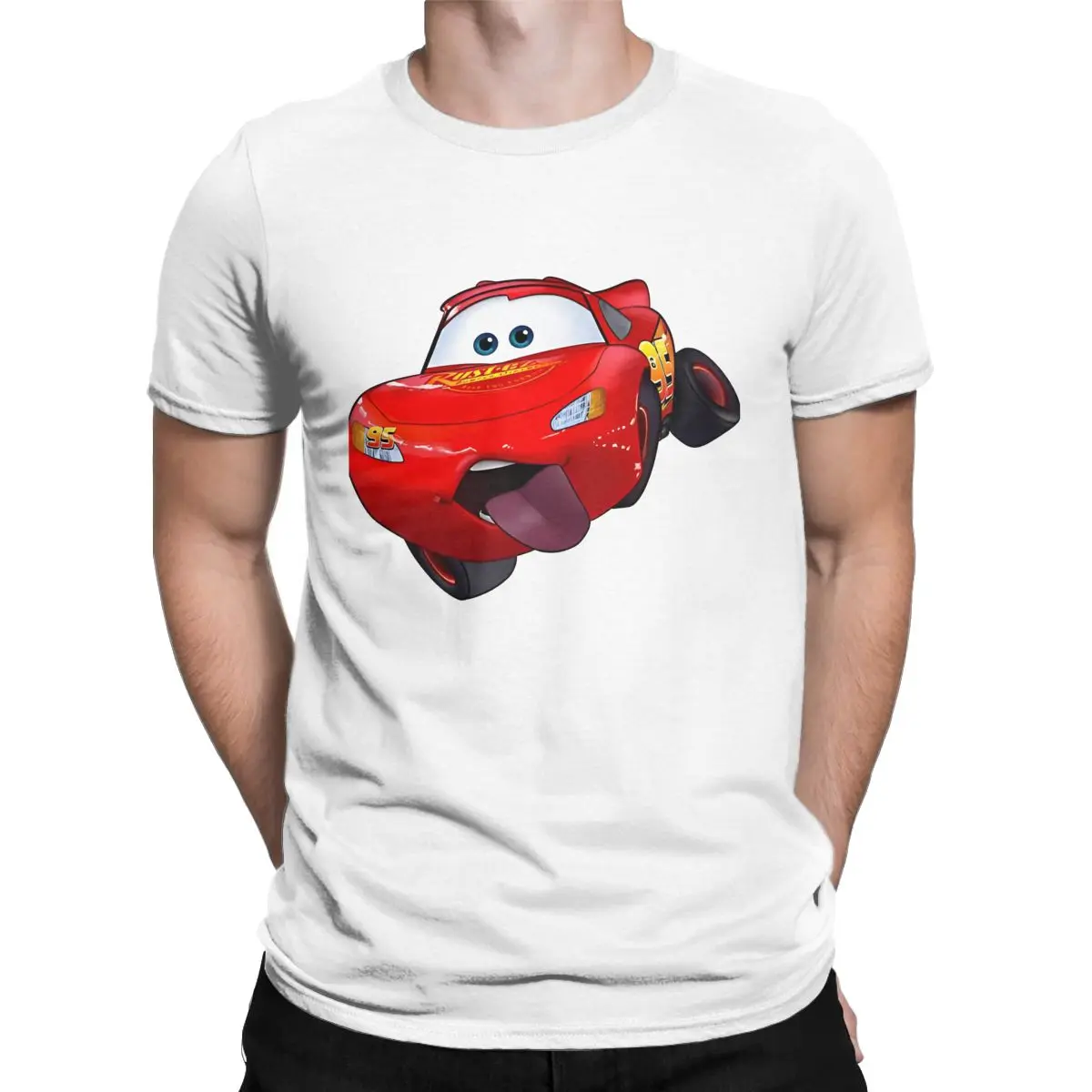 Lightning Mcqueen T Shirt Men 100% Cotton Fashion T-Shirts Crew Neck Lightning Ahh Car Movie Tee Shirt Short Sleeve Clothing