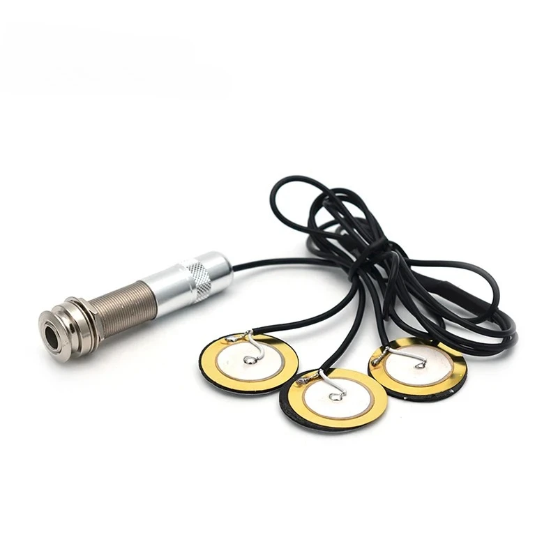 Best Offer 2Pcs Universal Pickup 3 Head Piezo Transducer For Acoustic Guitar Ukulele Mandolin Banjo Black