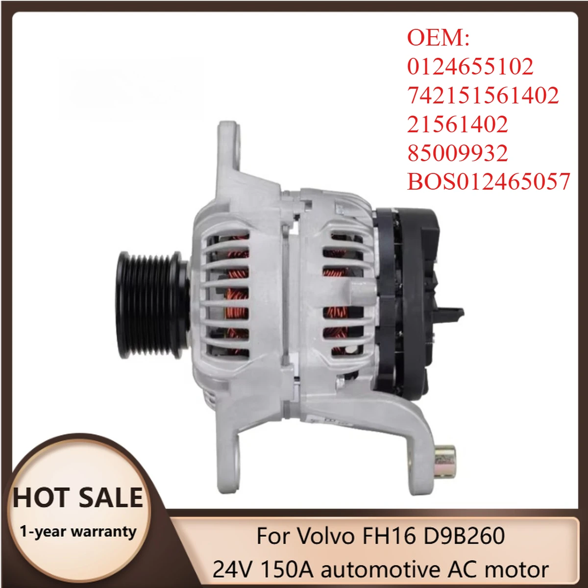 

Hot Selling for Volvo FH16 D9B260 24V 150A Car AC Motor 0124655102 742151561402 21561402 85009932 BOS012465057