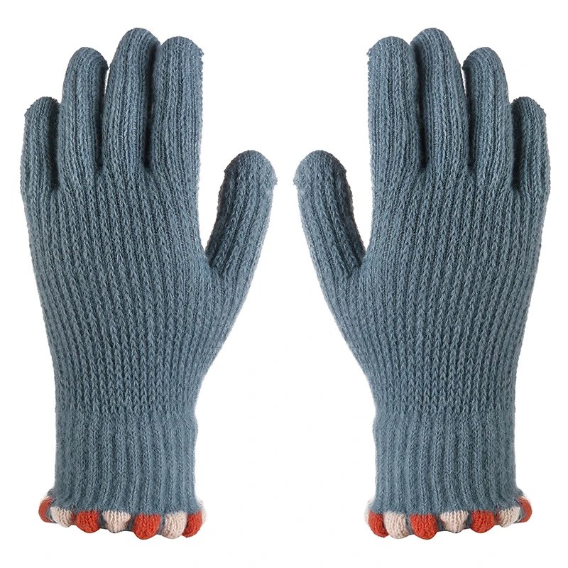 

New Women's Ribbed Winter Knitting Gloves Full Finger Touch Screen Thick Plush Lined Warm Gloves Cycling Thick Warm Gloves