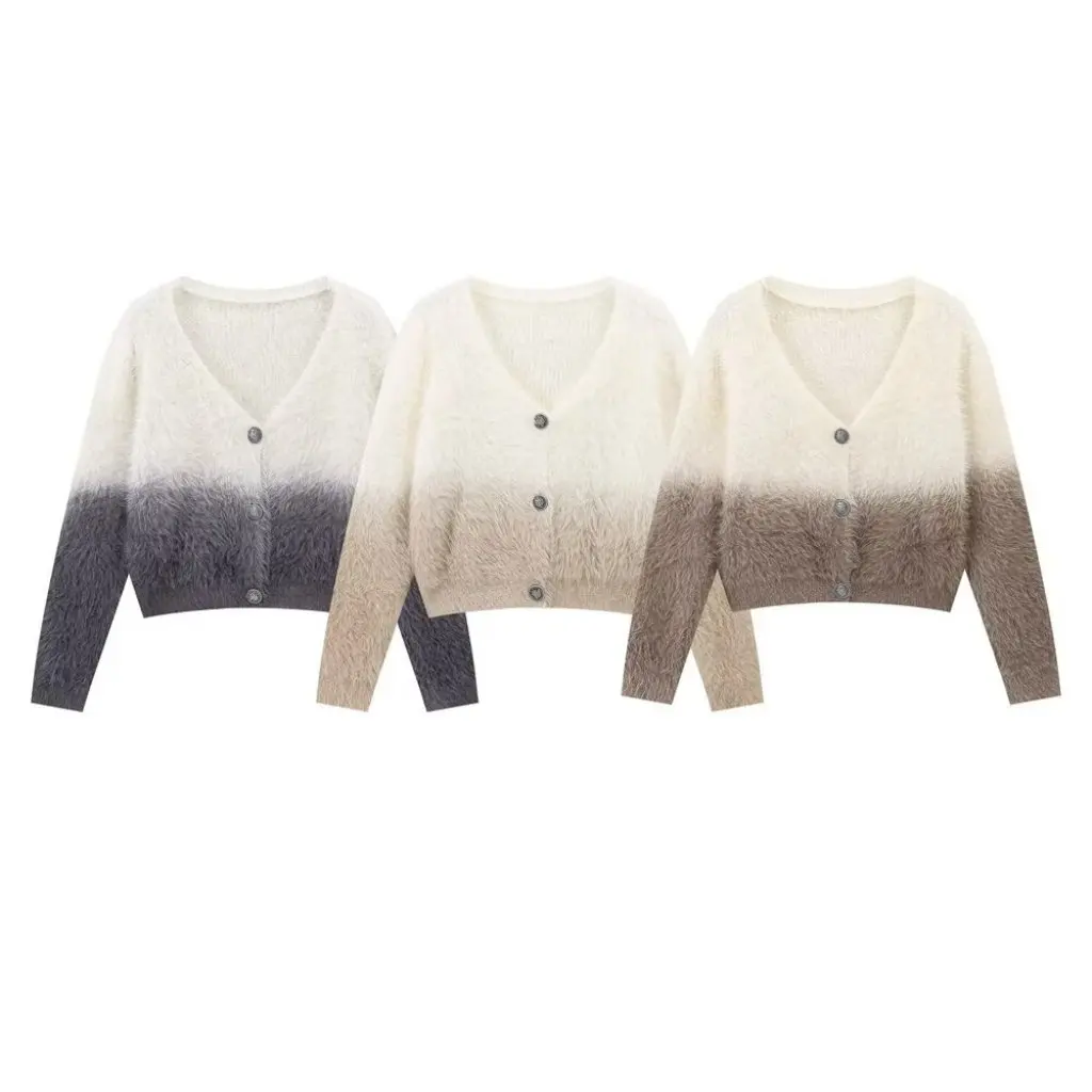 

Autumn Fashion Women's Long Sleeve V-Neck Knitted Cardigan European American Style E74436