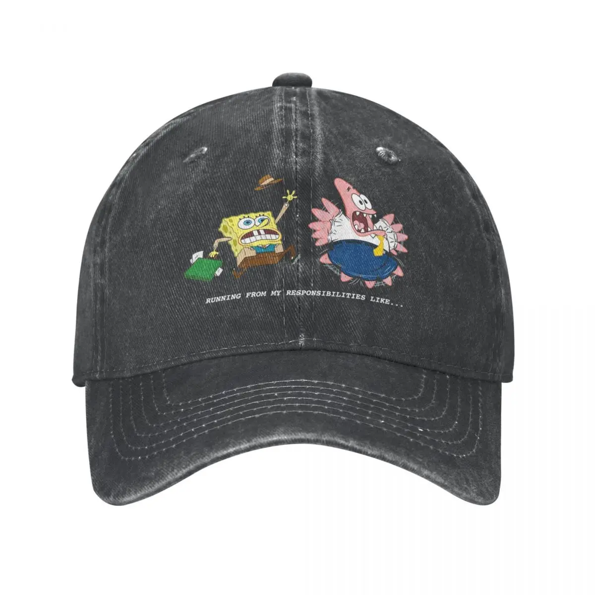 Fashion SpongeBobing Running Baseball Cap Unisex Distressed Washed Sun Cap Cartoon Outdoor Summer Unstructured Soft Hats Cap