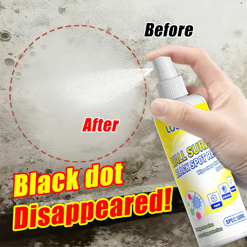 100ML Wall Surface Black Spot Remover Spray - Instant Decomposition, Mold and Mildew Stains Elimination, Deep Penetrating Clean
