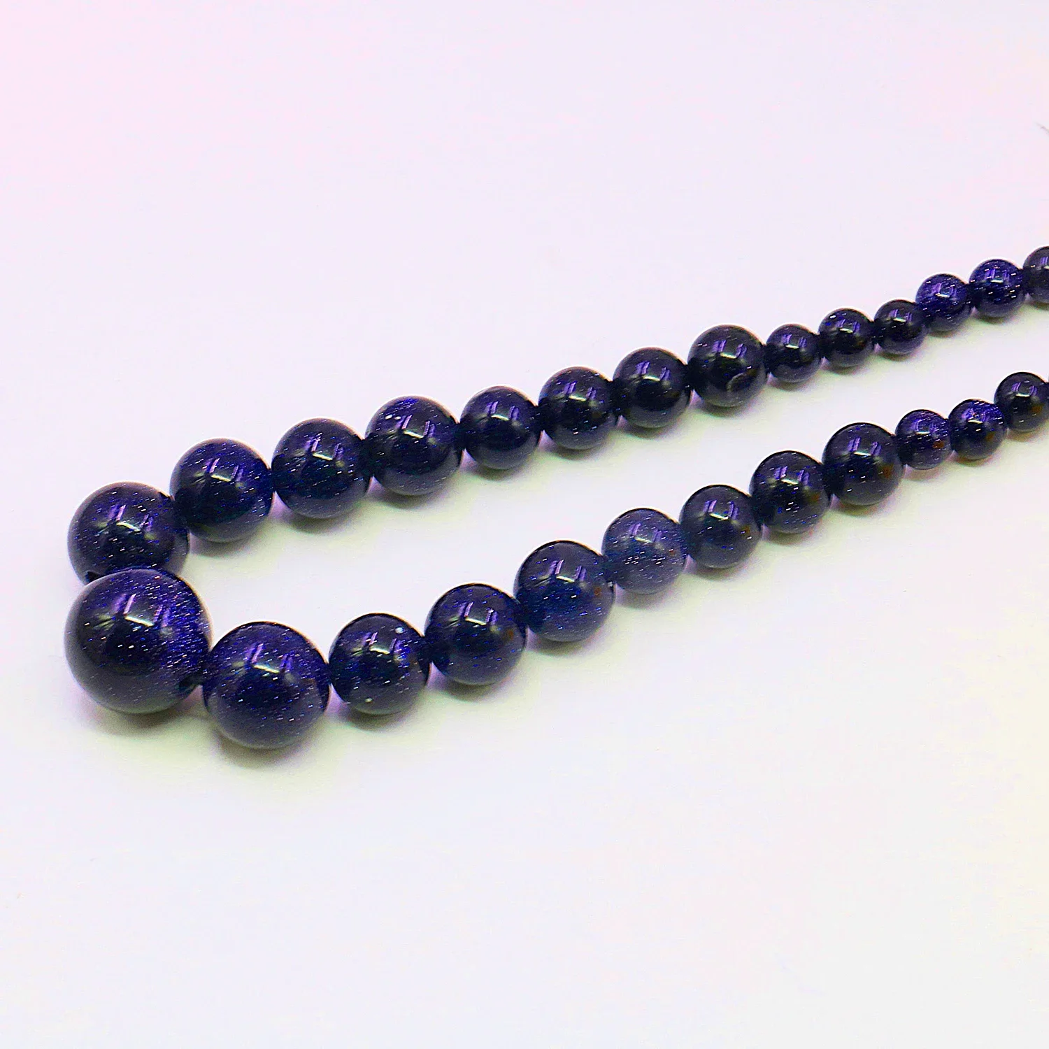 6-14mm Natural Blue Sandstone Gems Round Bead Tower Necklace/Earring Set,Sparkling Jewelry Making Neckchain,Women\'s Gifts 18inch