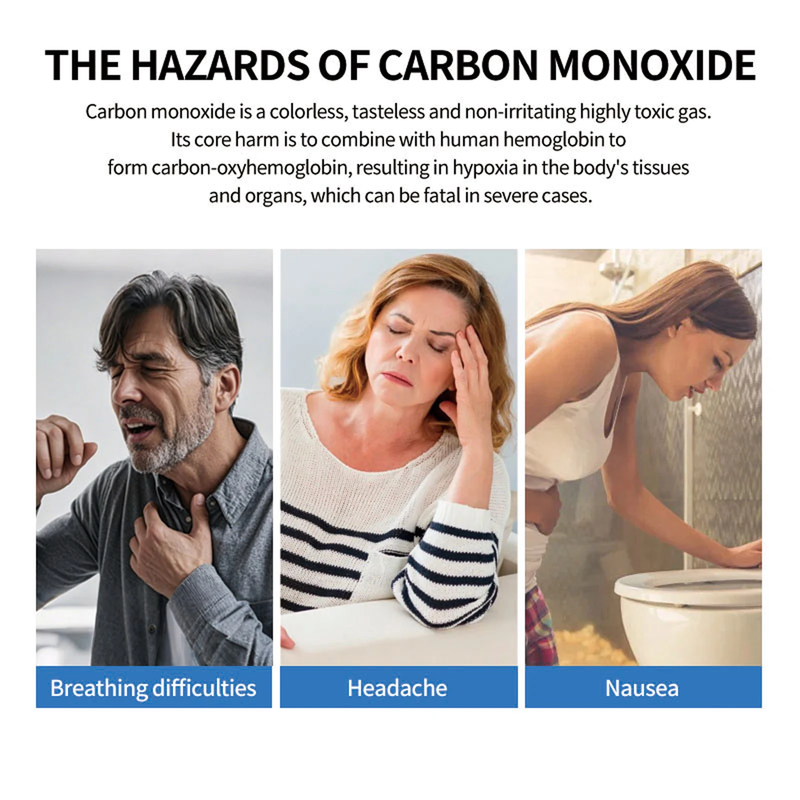 

Детектор дыма и угарного газа с ЖК-дисплеем, сигнализация дыма и угарного газа, работающая от батареи, для дома, квартиры, кухни