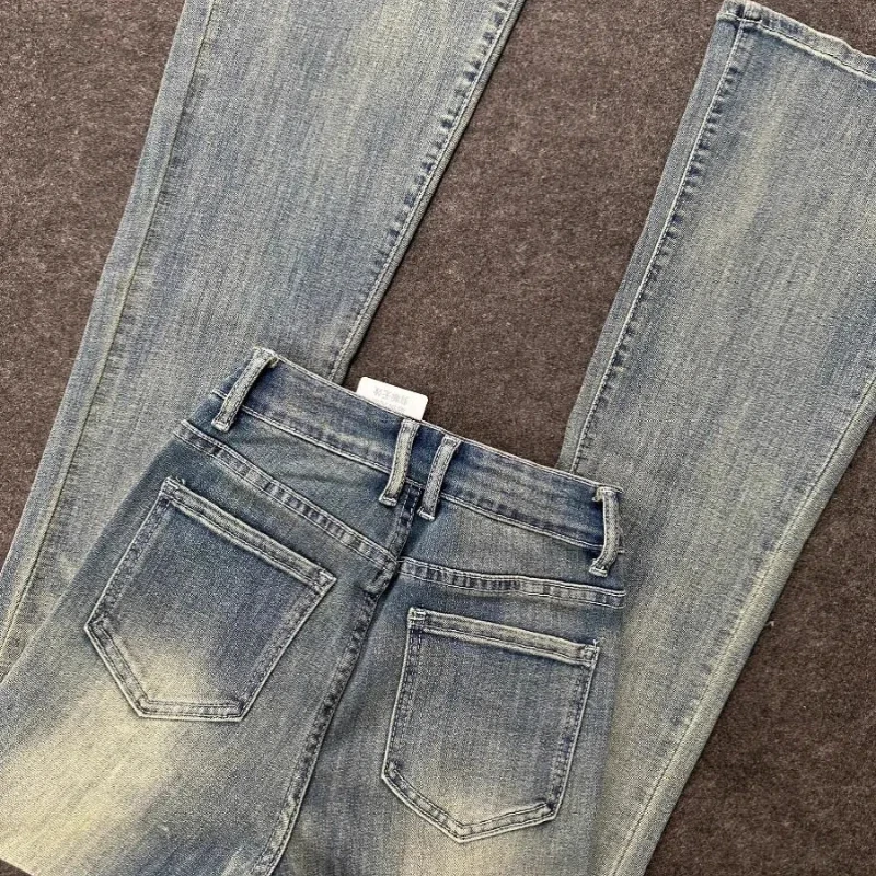 Spring Autumn Vintage Washed Vintage Micro Flared Jeans Women\'s Clothing High Waist Elasticity Making Them Look Slimmer Pants