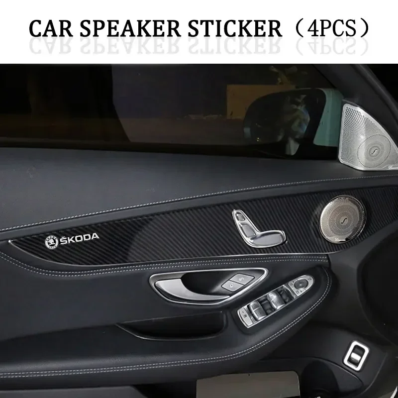 Stereo sticker car audio decoration badge For Skoda Octavia MK2 MK3 2 3 A7 Fabia Karoq Kodiaq Superb Rapid Kamiq Scala Yeti