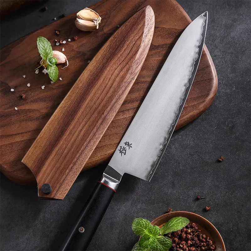 

Handmade Knife 3 Layers Clad Steel Blade Sharp Chef Gyutou Slicing Cleaver Sashimi Sushi Japanese Kitchen Knives Cooking Tools