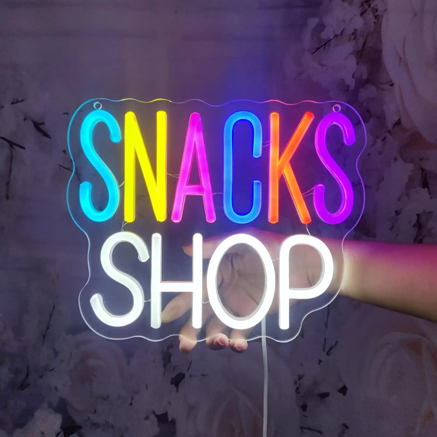 

Неоновая вывеска «Магазин закусок» с питанием от USB, многоцветная светодиодная неоновая подсветка для баров, кафе, мужских уголков и закусочных, настенное украшение