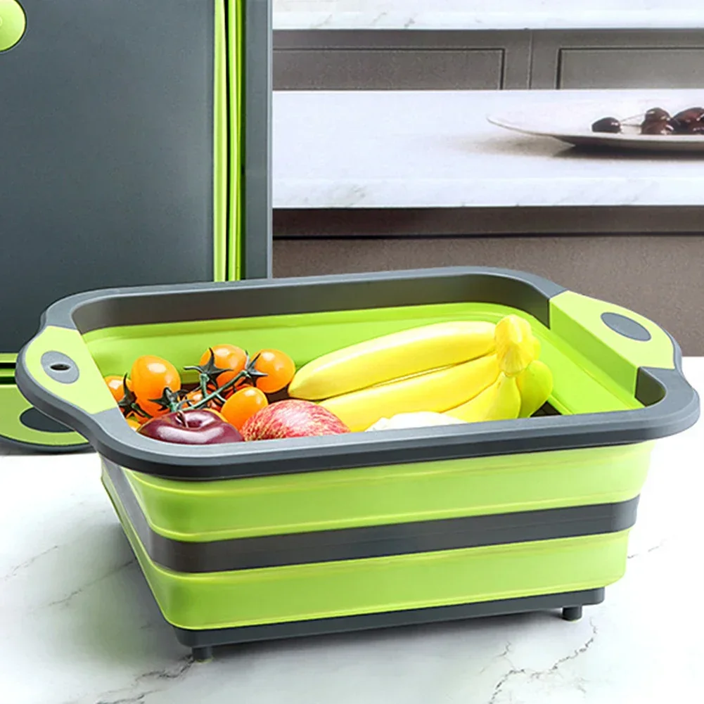 

Household Kitchen Folding Wash Portable Sink Foot Bucket Cutting Board Plastic Foldable Basin Travel Outdoor Camping Tools amagi