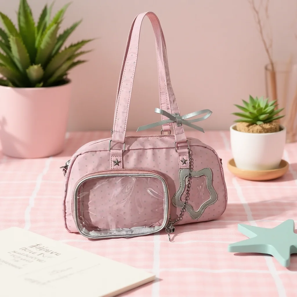 Women Tote Bag Nylon Ita Bag Detachable Anime Fans Bag Polka Dot Bag  For Commuting Daily Outings Concerts