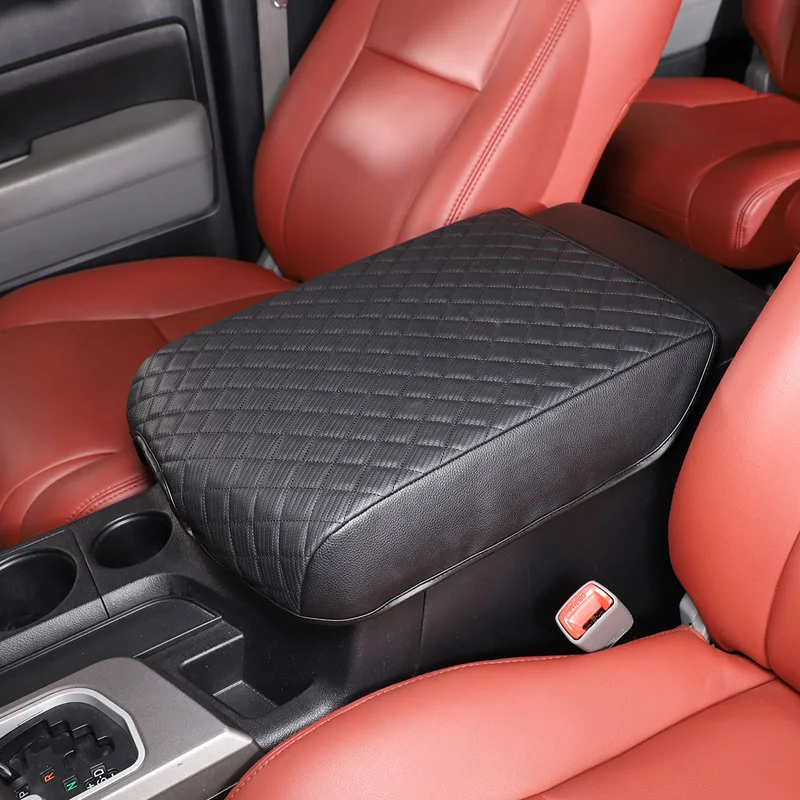 For Toyota Tundra 2007-2013 Leather Black Car Seat Armrest Center Console Box Protective Cover Car Accessories