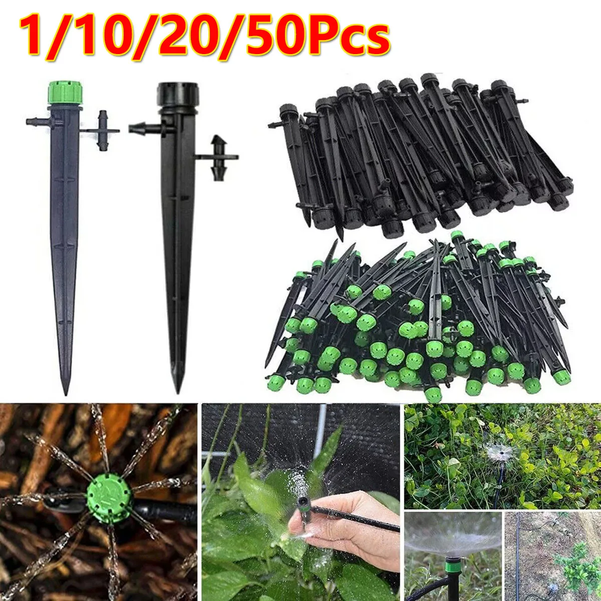 

1/10/20/50Pcs Adjustable Drip Irrigation Spiked Dripper Gardening Sprinkler Staked Emitters Garden Greenhouse Watering Device