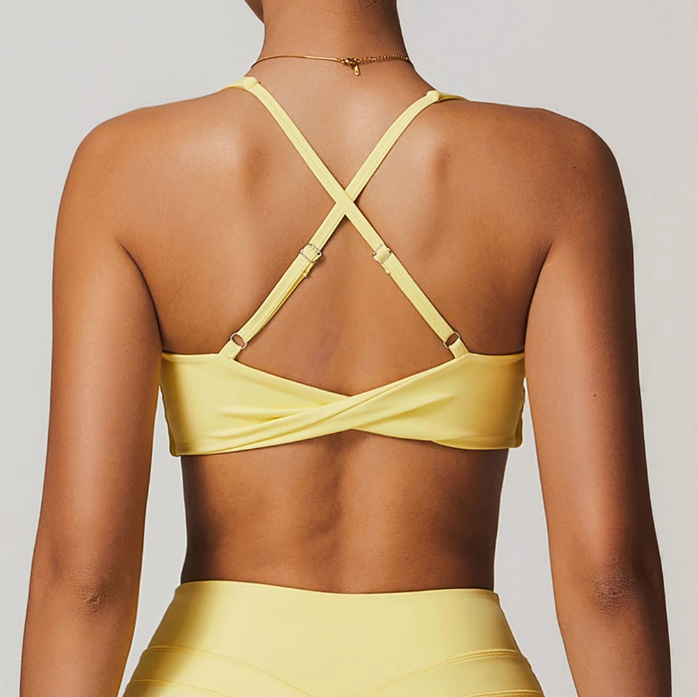 

Sexy Women's Sports Bra Gym Top Push Up Workout Underwear High Strength Support Running Fitness Bra Adjustable Cross Strap Bras