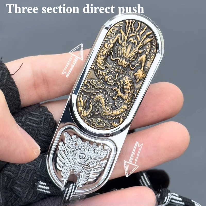 ドラゴンパターン EDC リズムダイレクトプッシュ回転機械式金属指先プッシュカード減圧デスクトップおもちゃギフト