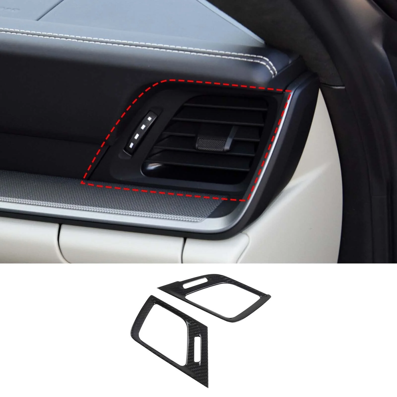 

2PCS Real Dry Carbon Fiber Car Dashboard Side Air Outlet Vent Cover Trim Fit For Porsche 911 992 2019-2022