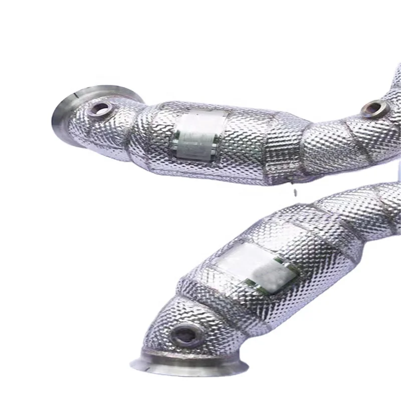 Exhaust Downpipe For Mercedes-Benz S63 AMG 4.0T 2022-2023 High Performance without catalyst Exhaust Pipe Downpipe heat shield