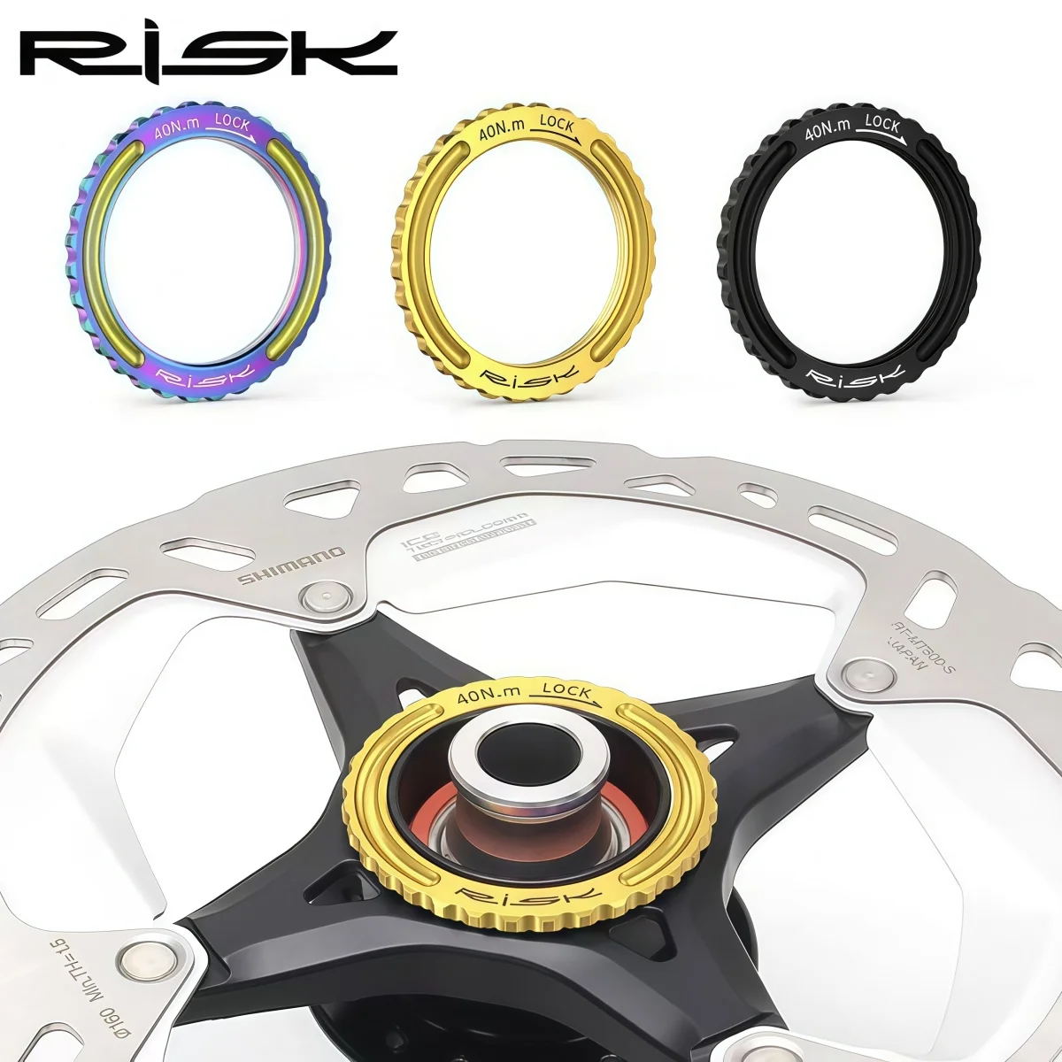 RISK Titanium Center Lock Disc Brake Lockring Cover Cap – Compatible With Campagnolo CP WTO Wheels (Gold / Black / Rainbow)