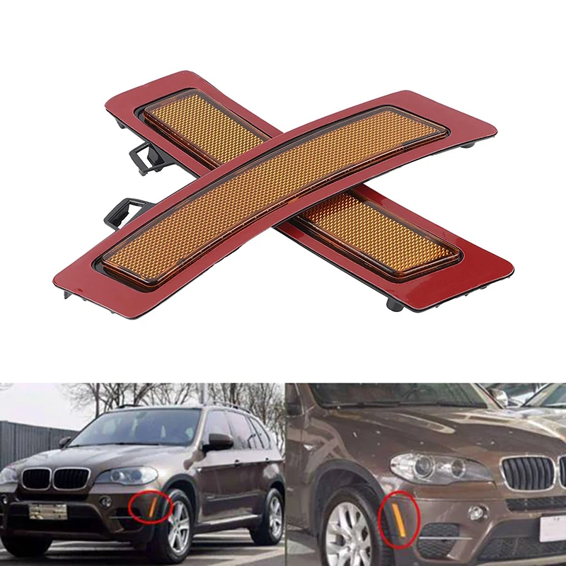 

1Pair Amber Front Bumper Reflector Side Marker Lights Fit For BMW E70 X5 2011-2013 63147274433 63147274432