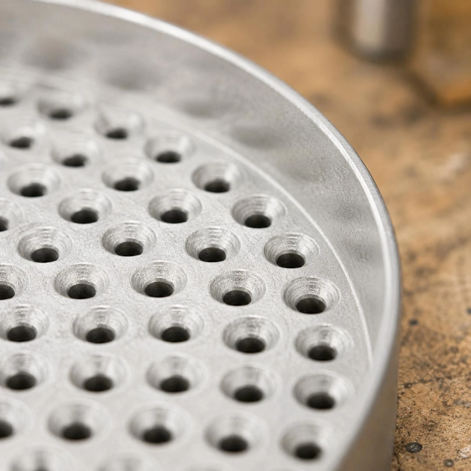 Screw Sorting Tray Zinc Alloy Perforated Screw Tray Small Parts Organizer Silver Finish Hardware Storage Round