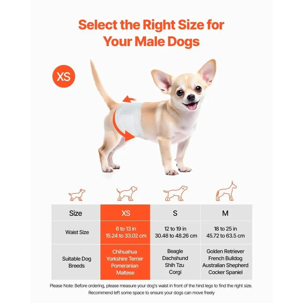 Super Absorbent Disposable Male Dog Diapers XS Size 144 Count Pet Wraps for Easy Use and Cleanup