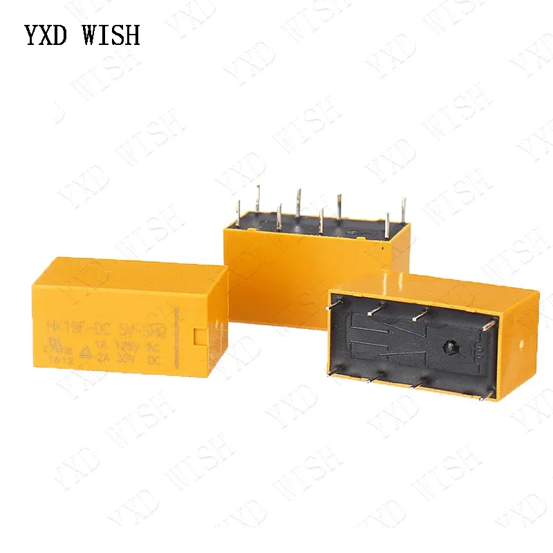 5pcs Relay HK19F-DC 3V 5V 9V 12V 24V -SHG 8PIN Relay Coil DPDT 8 Pin 2NO 2NC Mini Power Relays PCB Type HK19F-DC5V-DC12V-SHG