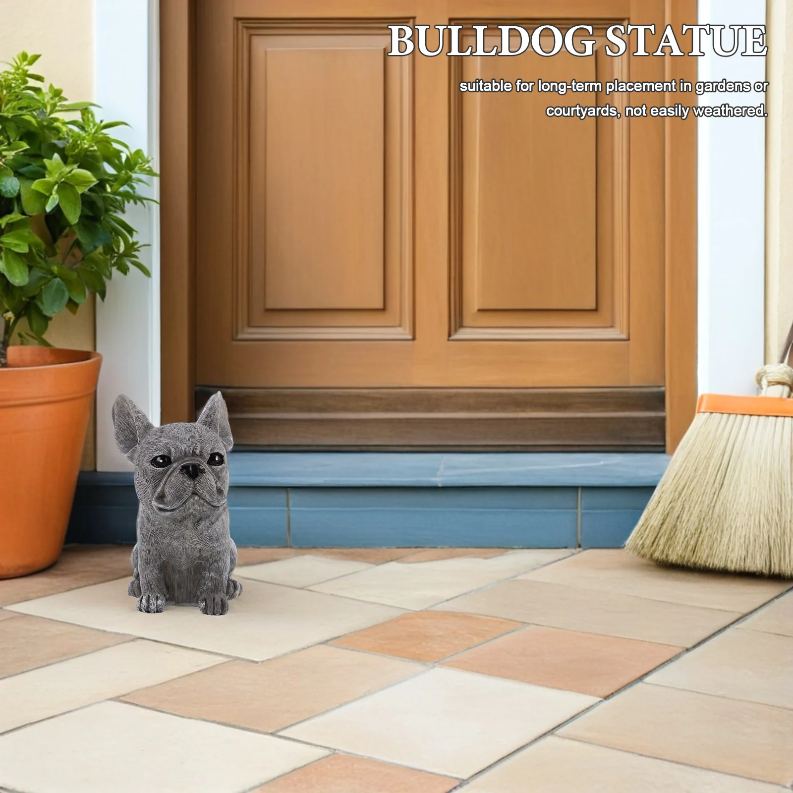 

Resin Bulldog Statue Outdoor Weather Resistant Dog Sculpture for Garden Patio Balcony Home Decor Garden Figurine