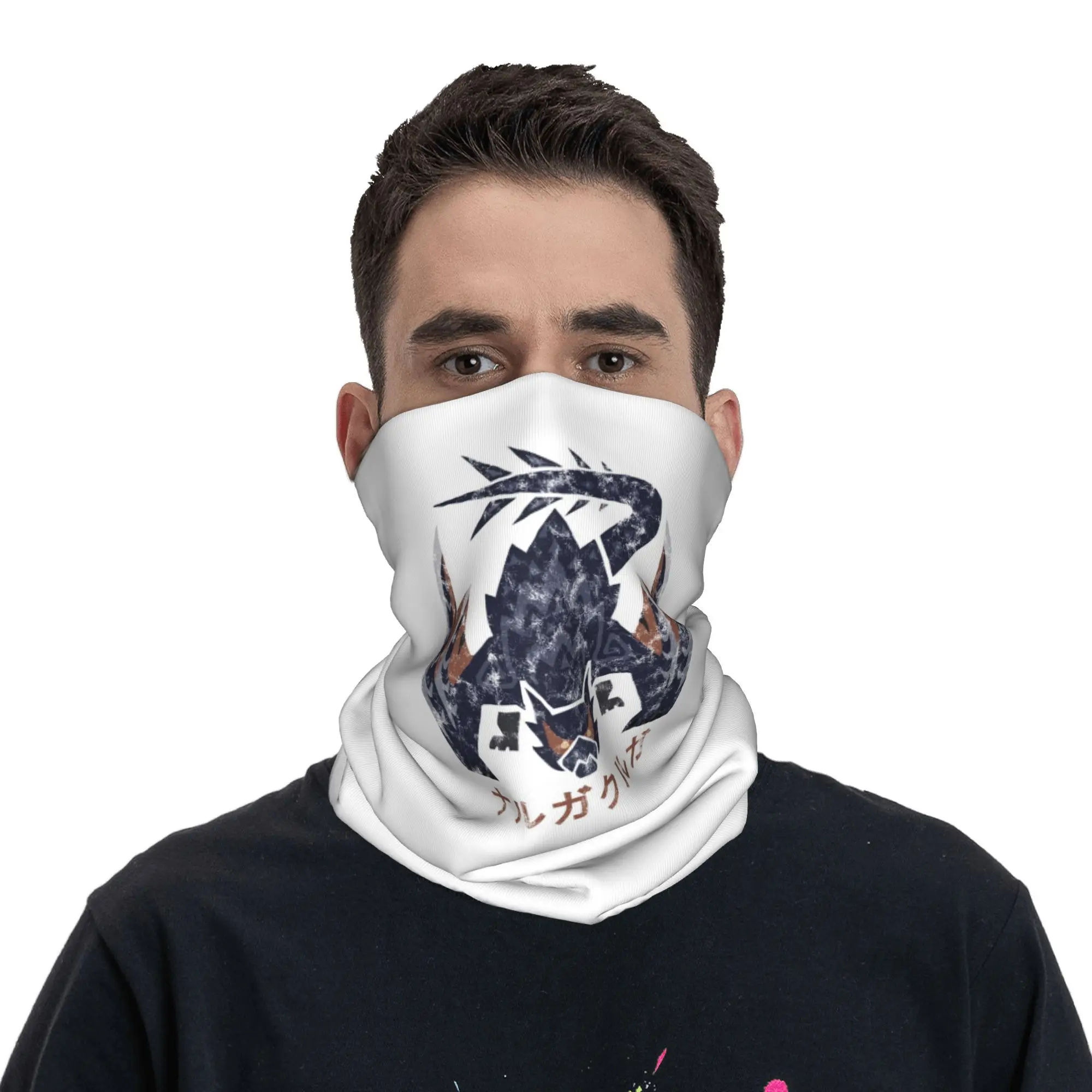 Monster Hunter World Iceborne Nargacuga Kanji Icon Bandana Neck Gaiter Printed Wrap Scarf Headband Outdoor Sports Unisex Adult