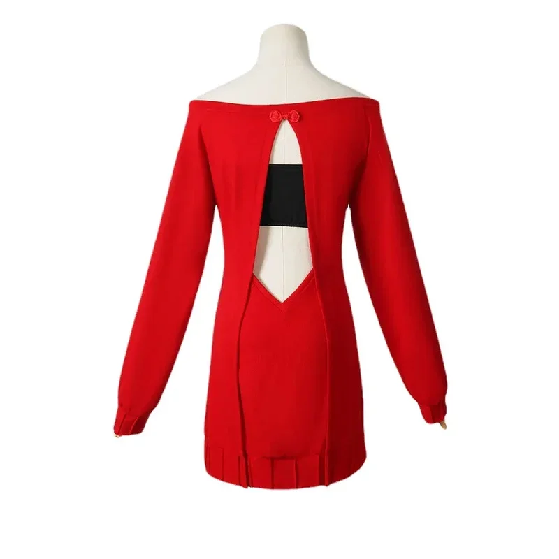 HN8 Anime FAMILY Cosplay Yor Forger Yor Briar Cosplay Costume Women Sexy Long Red Knitting Sweater Mini Dress Thorn Princess)4Dc