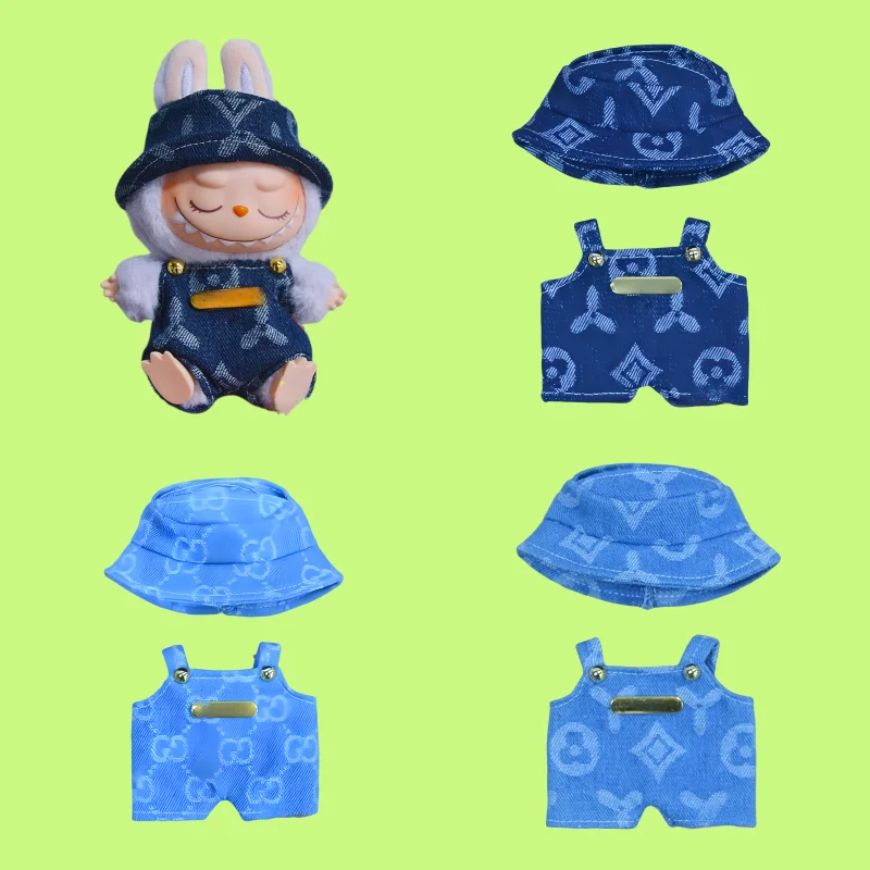 

New 17cm Doll Clothing Accessories for 17cm Labubu Doll Denim Style Clothing Accessories