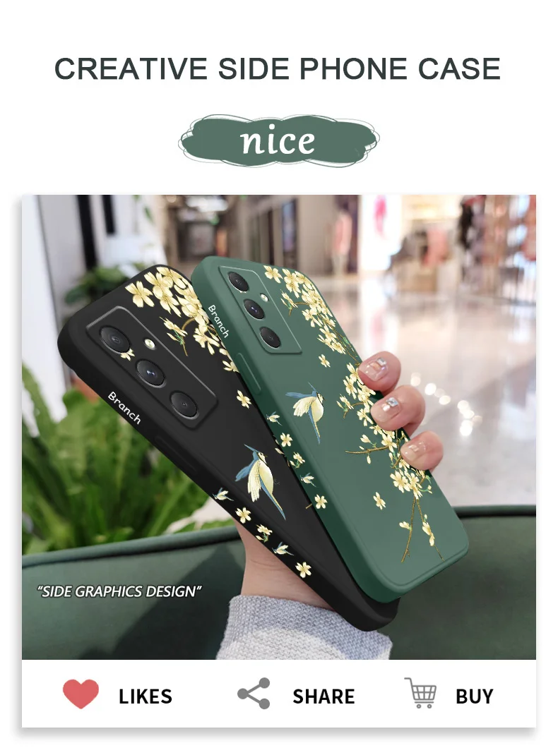 Pflaume Baum Zweig Telefon Fall Für Samsung Galaxy A17 A55 A35 A25 A15 A16 A06 A05 A05S A54 A34 A24 A14 A04 A04S A04E 4G 5G Abdeckung – Detail 1