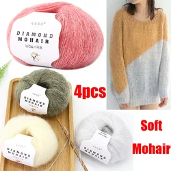 4pcs Mohair Yarn Crochet Cheap Yarns Baby Wool Yarn for Knitting Sweater 166m hilo para tejer a crochet