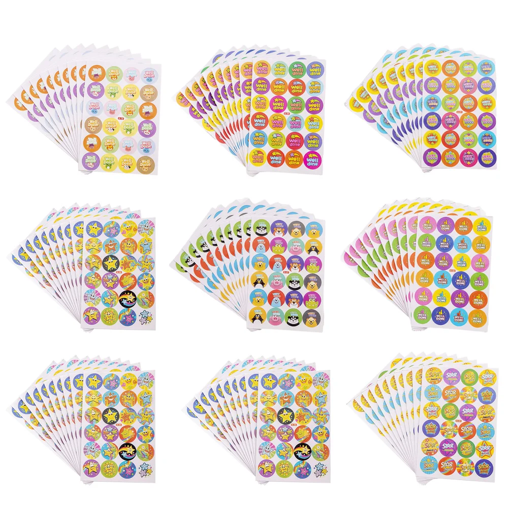 

90 Sheets Reward Stickers Cute Cartoon Kids Decals Safe Material Easy to Paste Notebook Book Diamond Design Gifts
